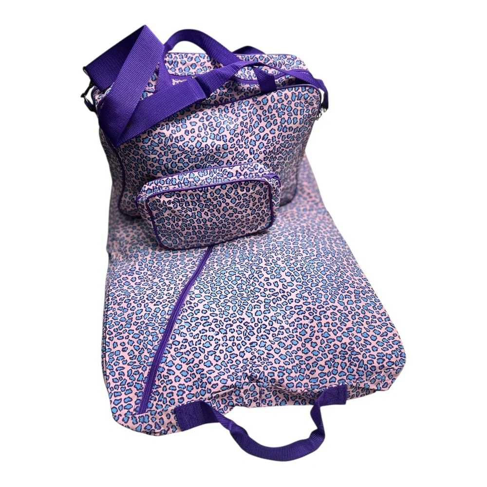 3 Pieces Set Of Purple and Pink Leopard Kids Bag Set